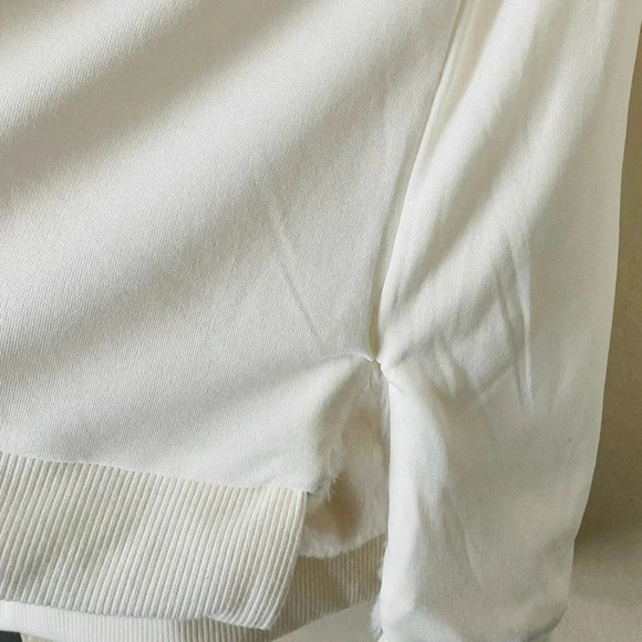 ALISON ANDREWS* Women's Crew Neck Faux Fur High-low Cream Lined Sweatshirt Sz XL - Picture 6 of 9